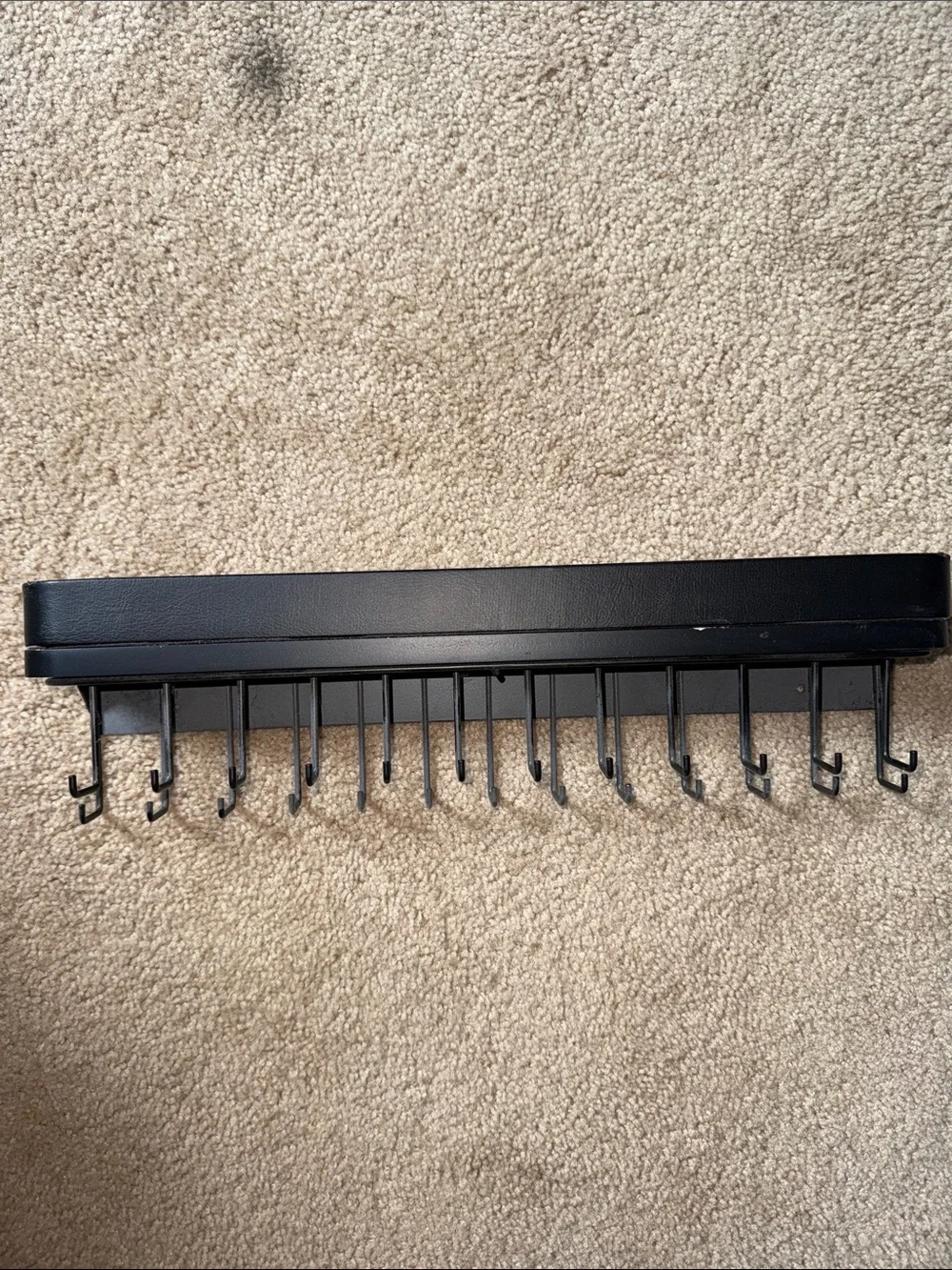 Black Wall-Mounted Multi-Hook Organizer Rack